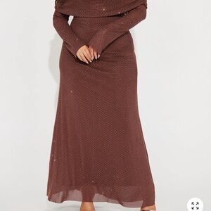 Fashion Nova Brown Maxi Dress with Subtle Sparkle